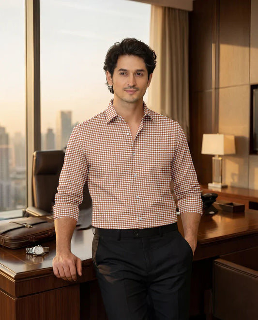 Royal French Copper Brown Classic Plane  Shirt