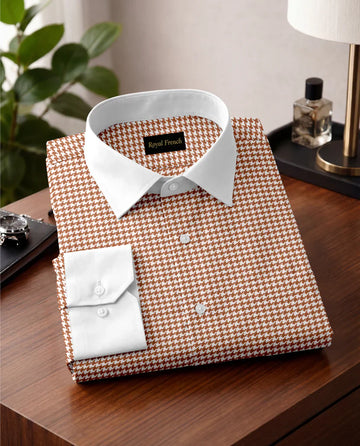 Royal French Copper Brown Classic With White Cuff Caller  Shirt