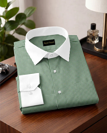 Royal French Green Line Classic With White Cuff Caller Shirt