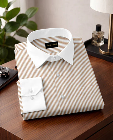 Royal French Orange Classic With White Cuff Caller Shirt