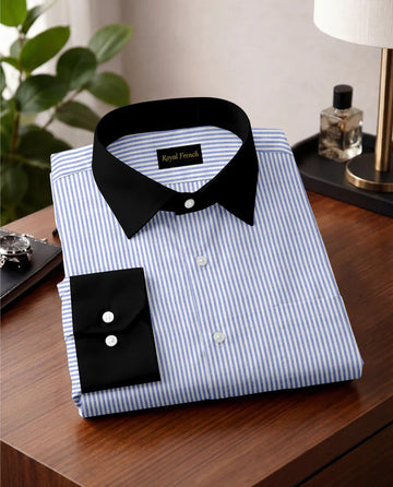 Royal French Blue Line Classic With Black Cuff Caller Shirt