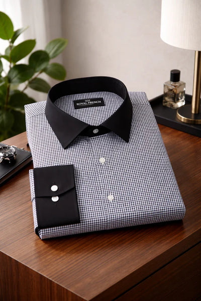 Micro Check Contrast Premium Shirt