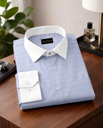 Royal French Blue Line Classic With White Cuff Caller Shirt